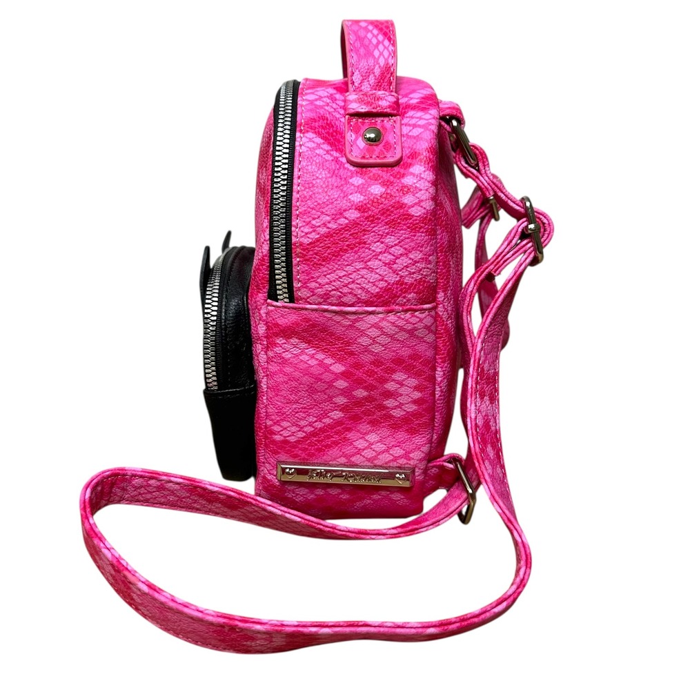 Betsey Johnson Cat Mini Backpack Pink Snakeskin Crossbody Y2K Novelty Bag‎ - Picture 6 of 11
